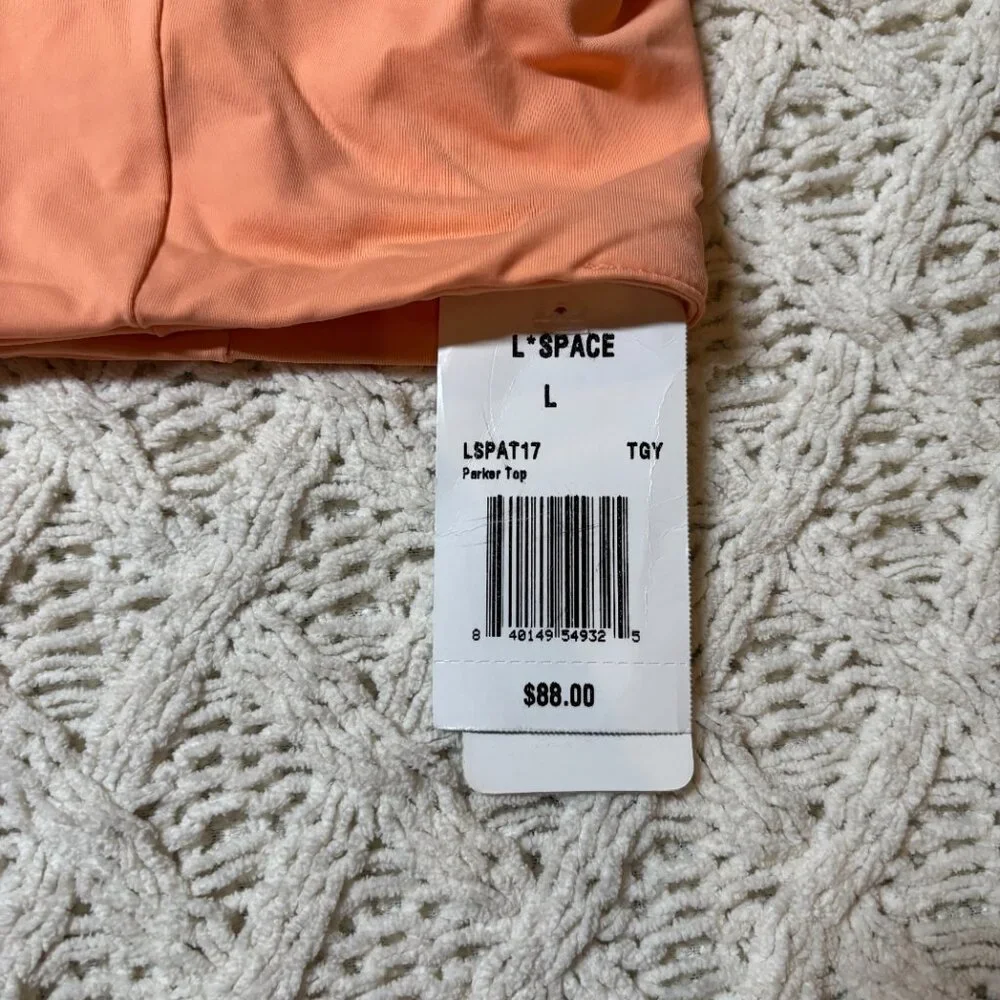 L*Space Parker Top Tangy Orange‎ Deep V Swim Top Women’s Size L NWT